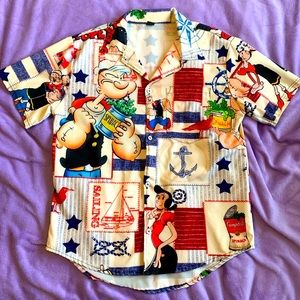 Popeye themed casual button-down shirt